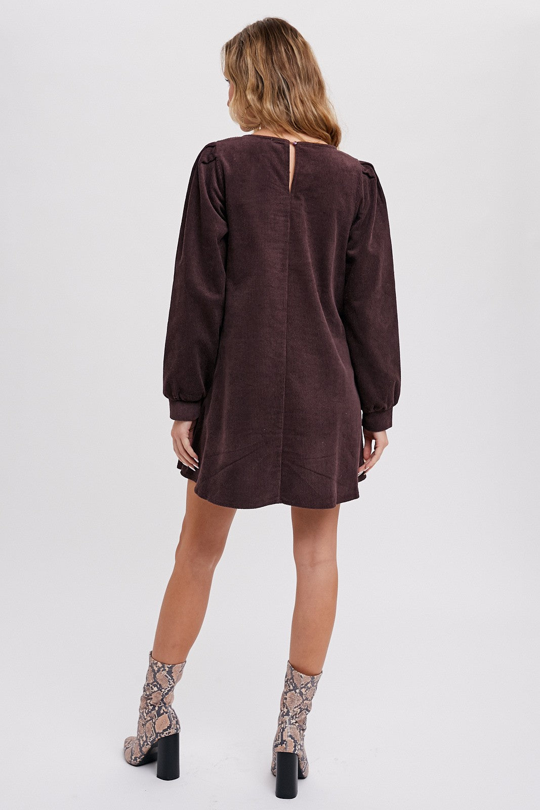 Dark Brown Corduroy Mini Dress PinkBlush Dark Brown Corduroy Mini Dress PinkBlush