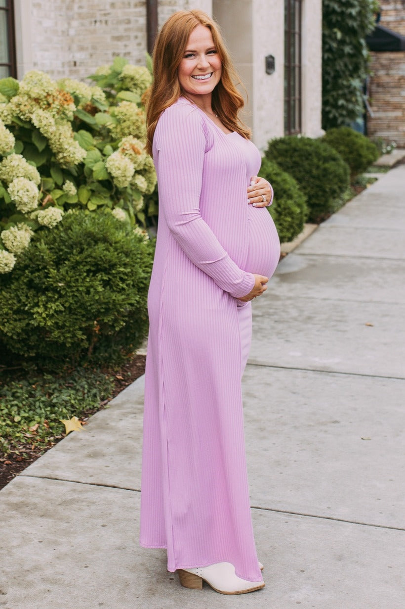 PinkBlush Pink Ribbed Sleeveless Dress Cardigan Maternity Set PinkBlush Pink Ribbed Sleeveless Dress Cardigan Maternity Set