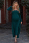 Forest Green Ribbed Sleeveless Dress Cardigan Maternity Set