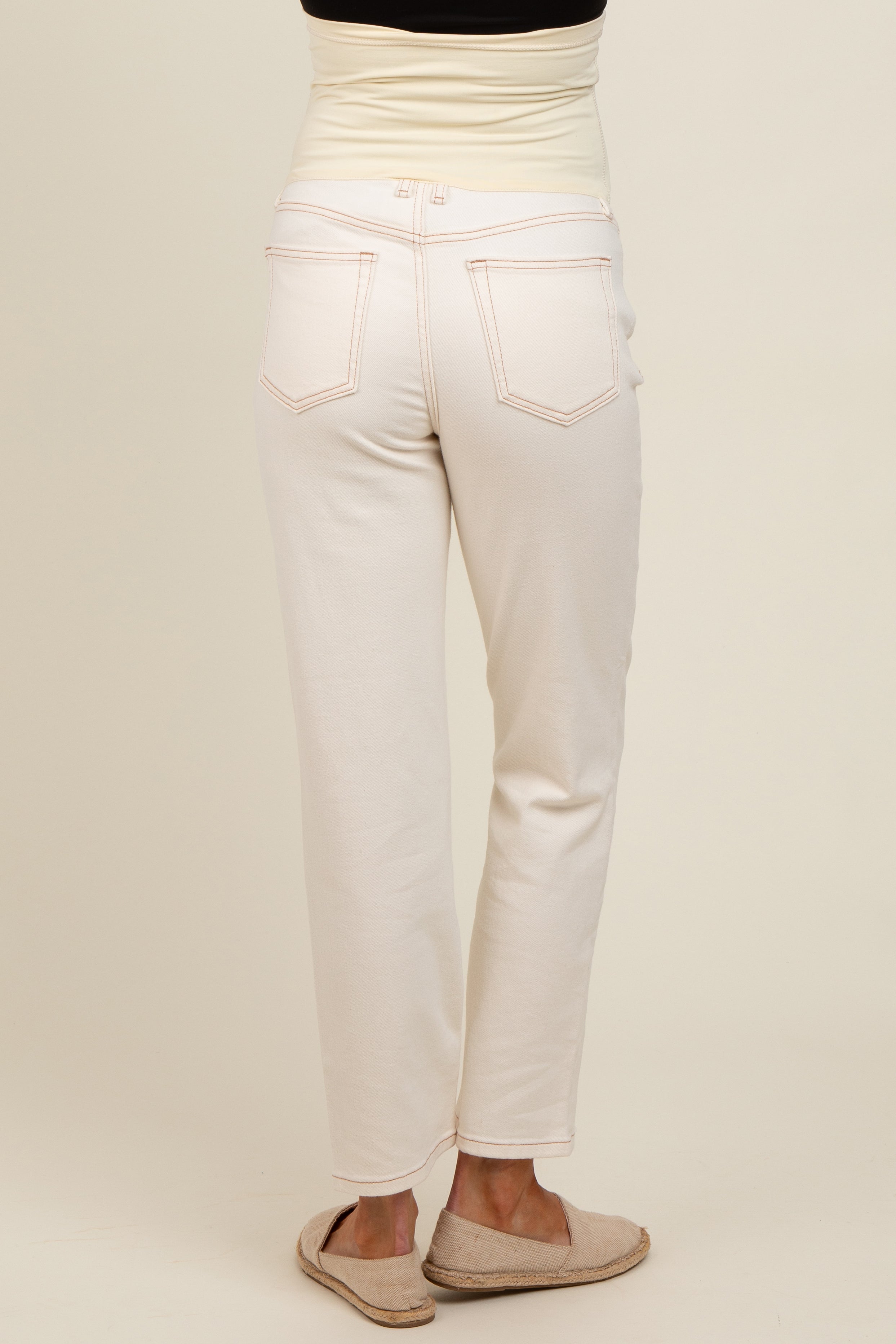 white maternity dress pants White Straight Leg Maternity Jeans – PinkBlush