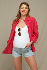 Light Blue Cuffed Maternity Denim Shorts