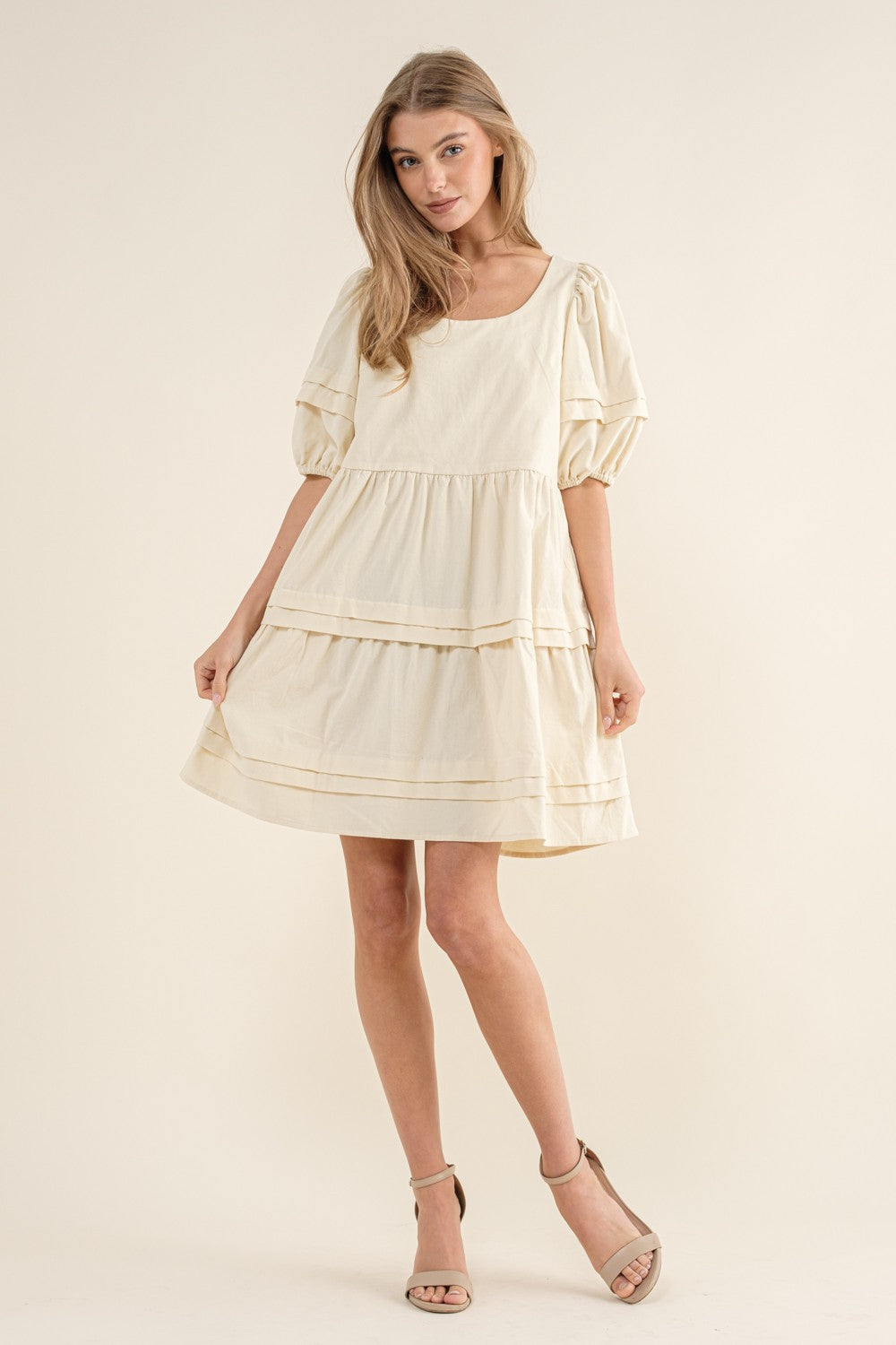 white christmas dresses Cream Textured Micro Corduroy Midi Dress – PinkBlush