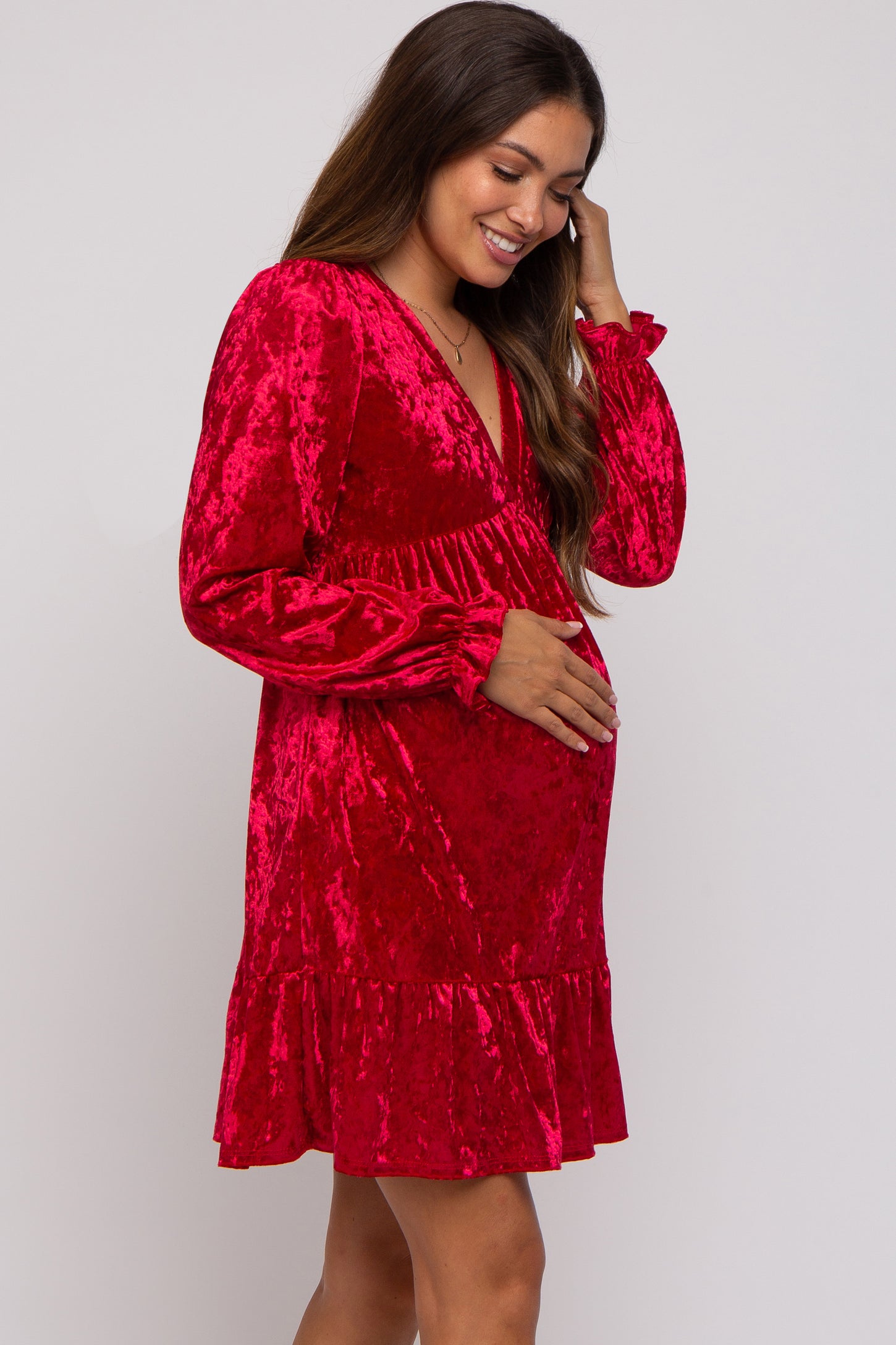 red velvet maternity dress Red Velvet Maternity Dress Small