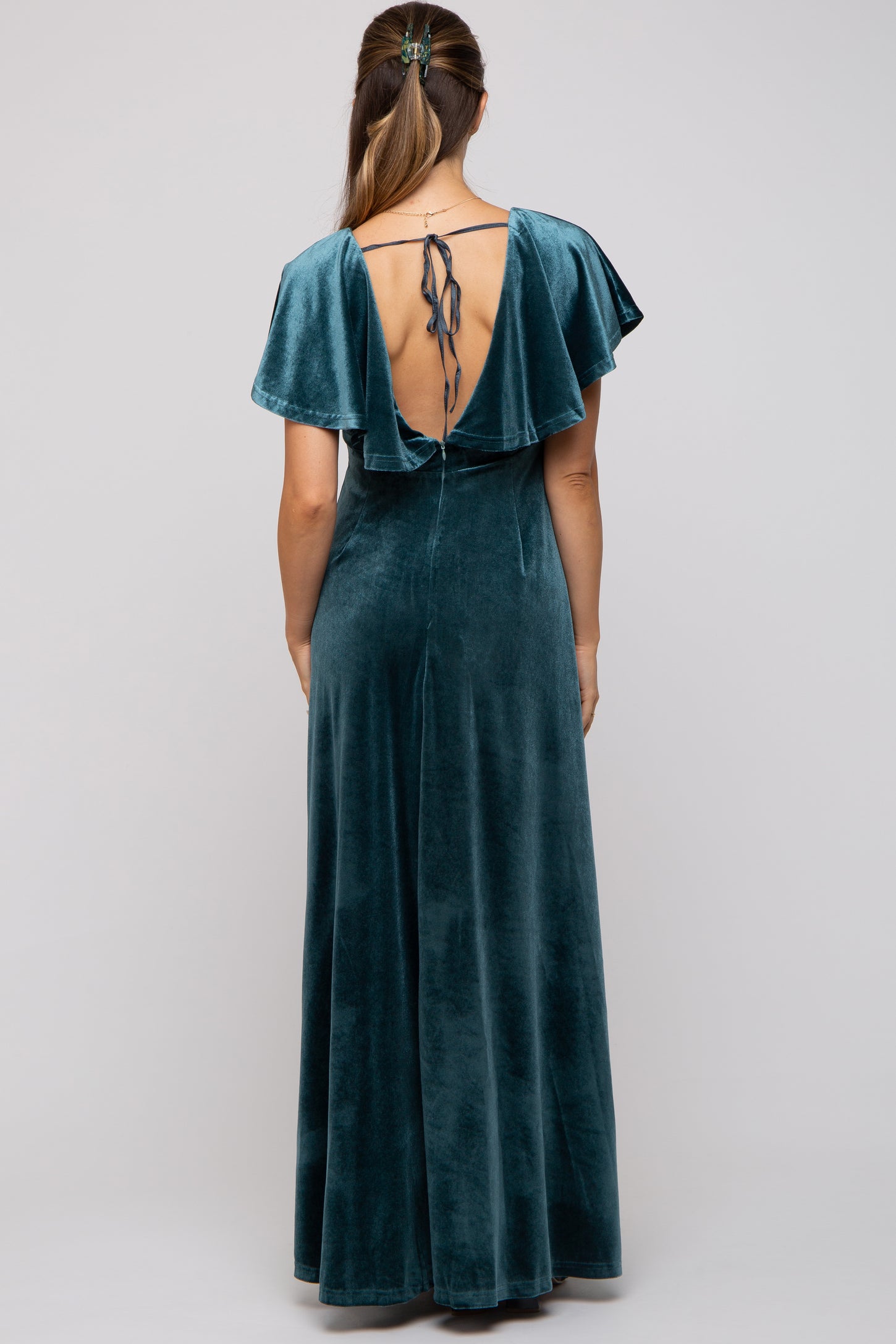 Teal Velvet Maternity Maxi Dress PinkBlush Teal Velvet Maternity Maxi Dress PinkBlush