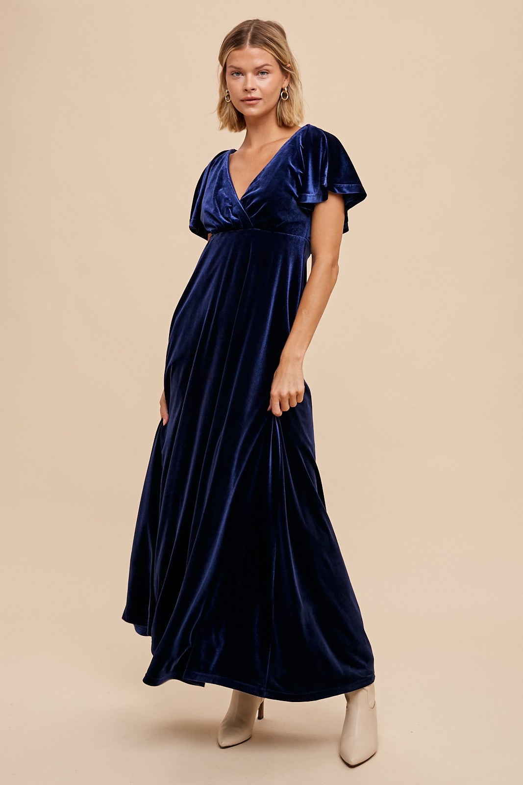 Navy Blue Velvet Maternity Maxi Dress – PinkBlush