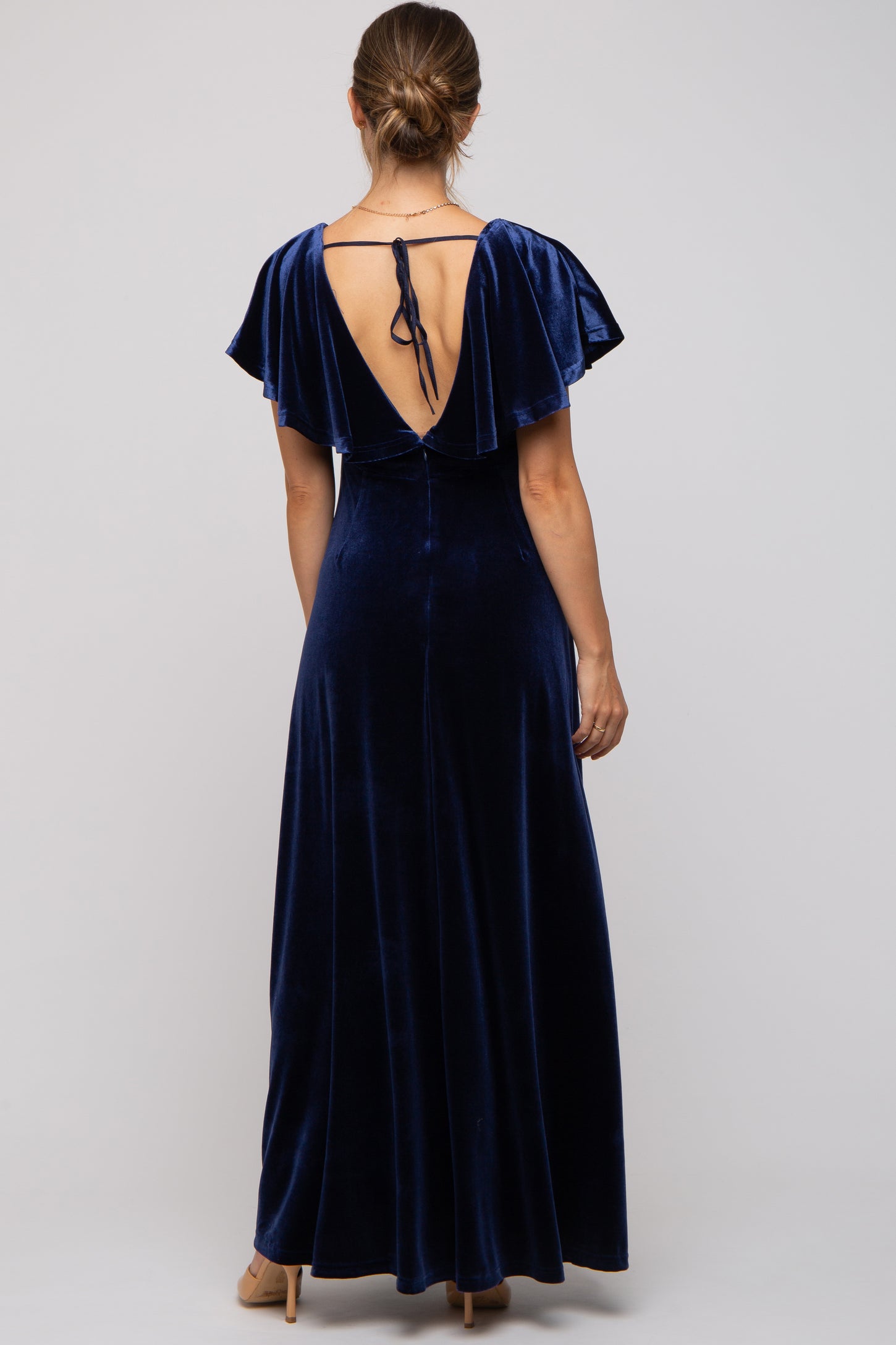 Navy Blue Velvet Maternity Maxi Dress PinkBlush Navy Blue Velvet Maternity Maxi Dress PinkBlush