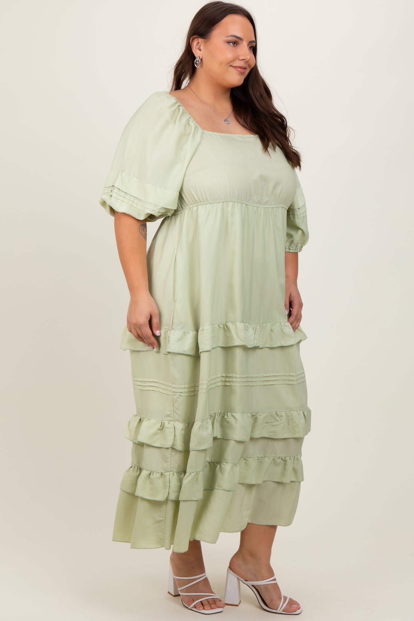 mint green plus size maxi dress LISTHA Women Plus Size Formal A Line Maxi Dress Self Tie Waist with Pockets Elegant Round Neck Swing Long Dresses Mint Green 5XL, Women's