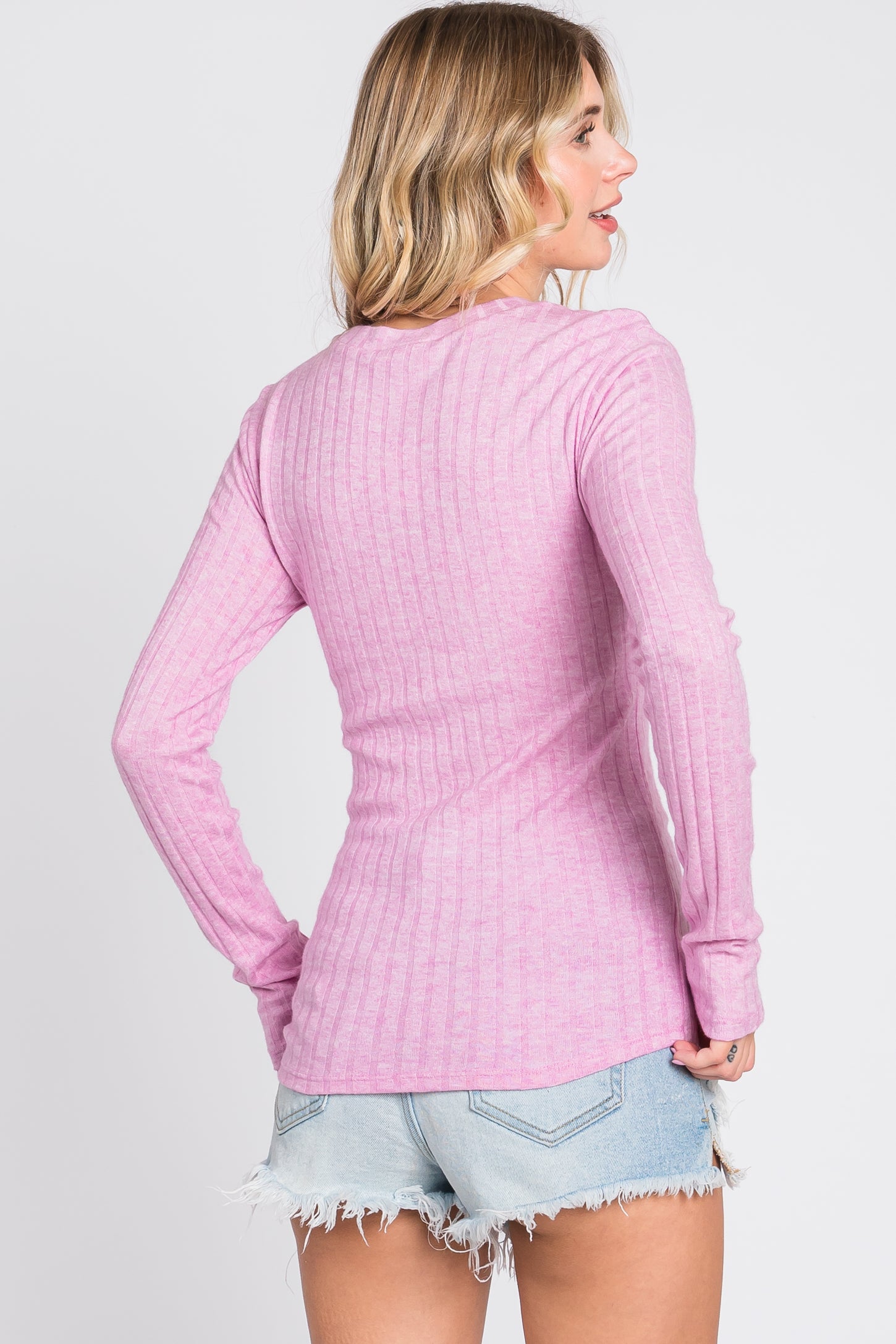Pink Rib Top Pink Ribbed Long Sleeve Top – PinkBlush