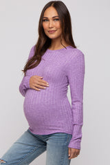 Lavender Ribbed Long Sleeve Maternity Top