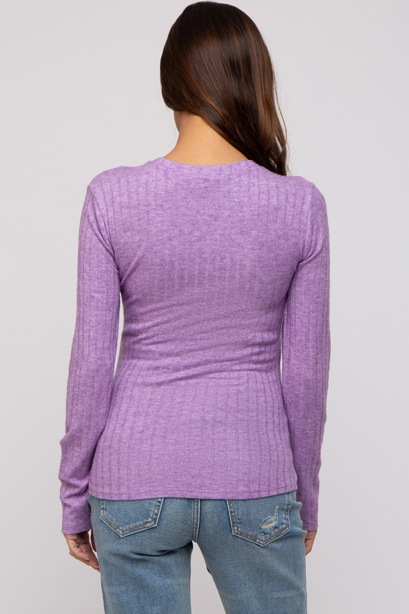 Lavender Ribbed Long Sleeve Maternity Top – PinkBlush