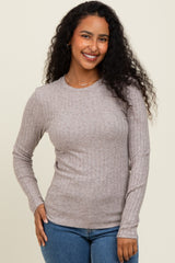 Mocha Ribbed Long Sleeve Top