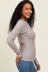 Mocha Ribbed Long Sleeve Top