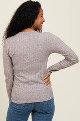 Mocha Ribbed Long Sleeve Top