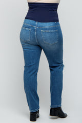 Blue Distressed Knee Skinny Maternity Plus Jeans