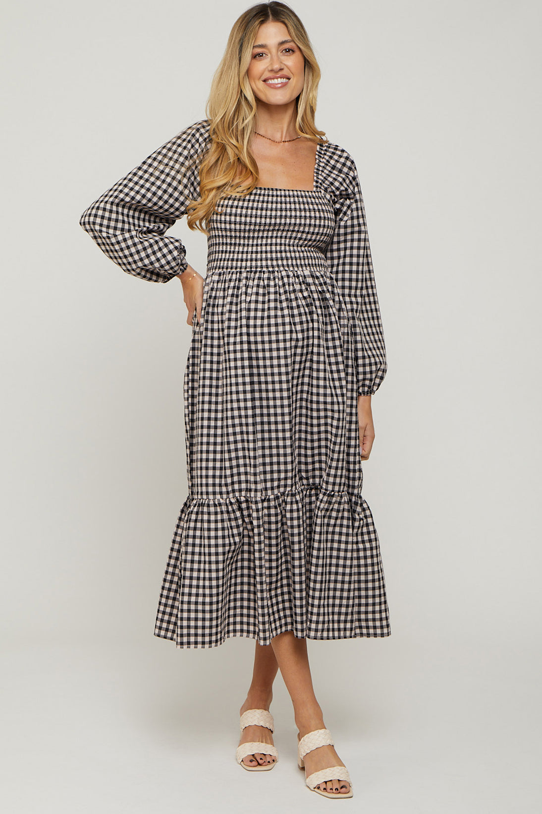 black gingham maxi dress Montpellier Dress