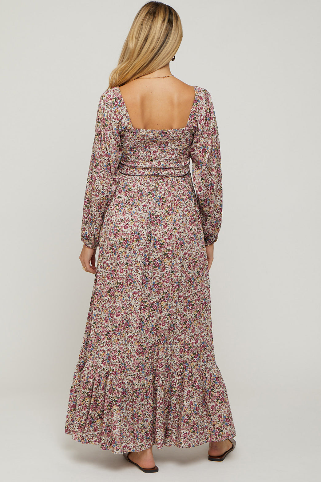 Mauve Floral Long Sleeve Maternity Maxi Dress Mauve Floral Long Sleeve Maternity Maxi Dress