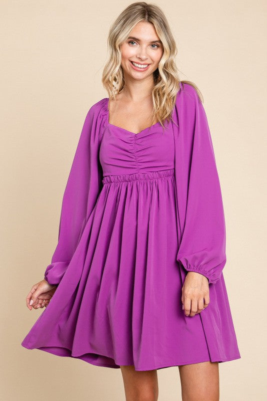 purple long sleeve maternity dress Purple Pleated Knotted Long Sleeve Maternity Dress