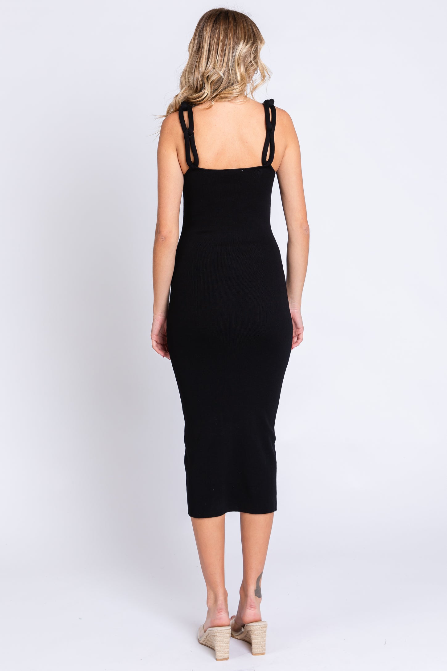 Black Ribbed Chain Link Strap Midi Dress PinkBlush Black Ribbed Chain Link Strap Midi Dress PinkBlush