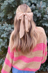 Pink Striped Knit Sweater