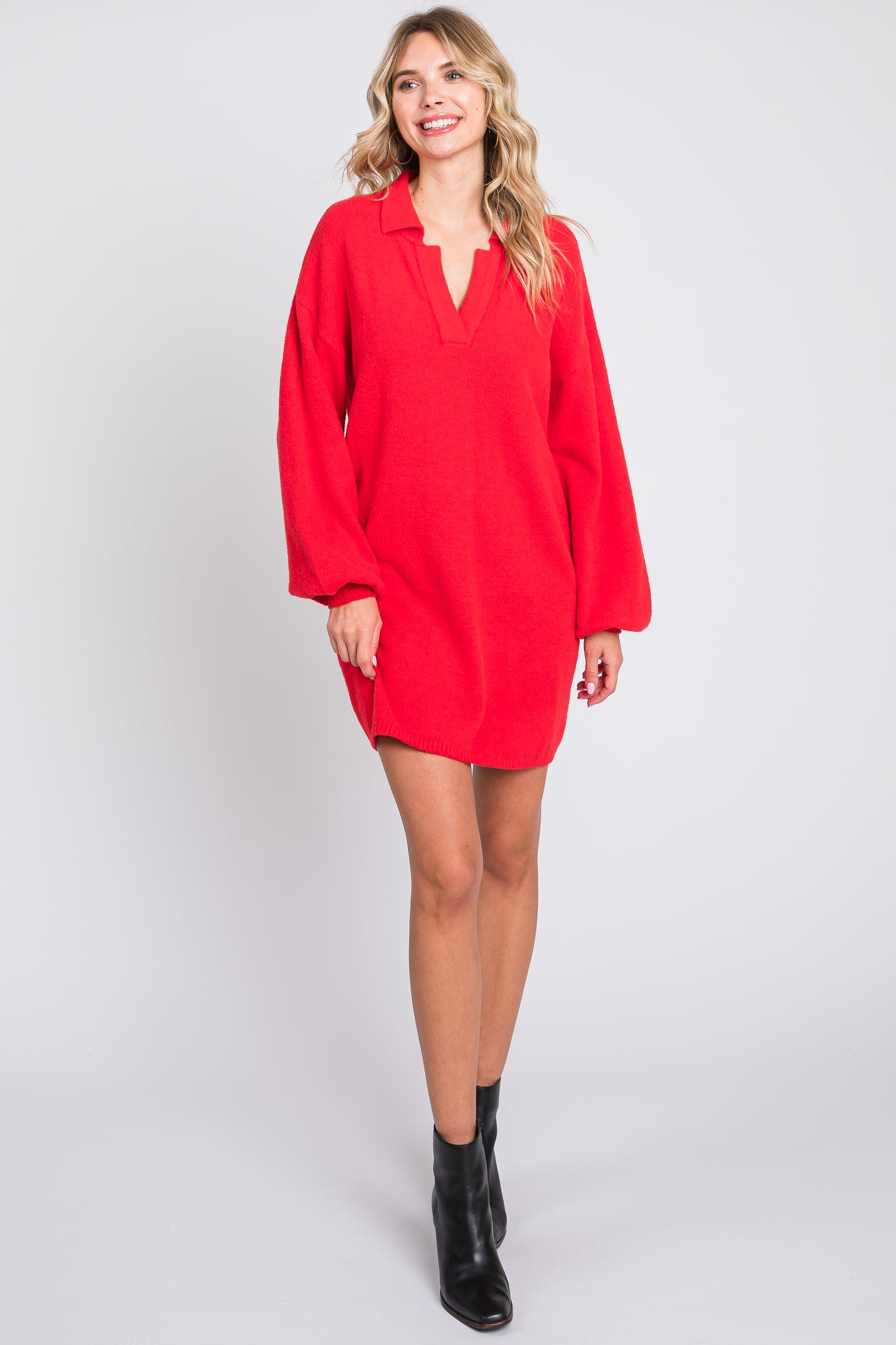 Red Mini Sweater Dress PinkBlush Red Mini Sweater Dress PinkBlush