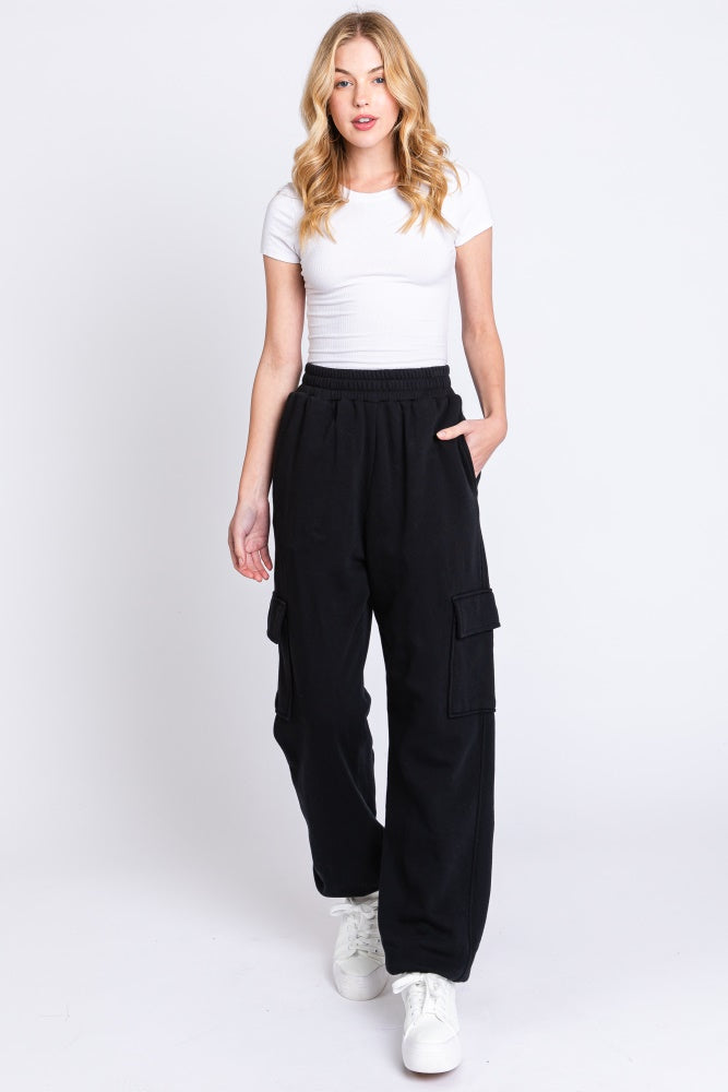 Black Fleece Cargo Maternity Sweatpants