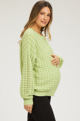 Lime Open Knit Maternity Long Sleeve Top