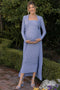Blue Ribbed Sleeveless Dress Cardigan Maternity Set