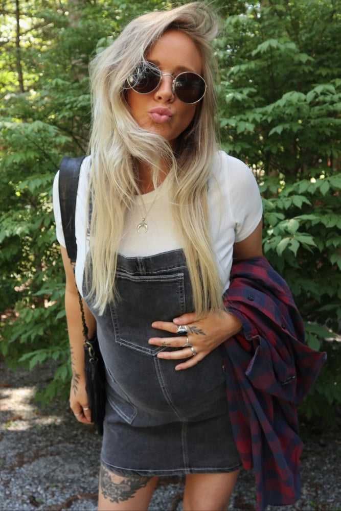 Black Denim Maternity Overall Dress PinkBlush Black Denim Maternity Overall Dress PinkBlush