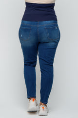 Blue Distressed Skinny Maternity Plus Jeans