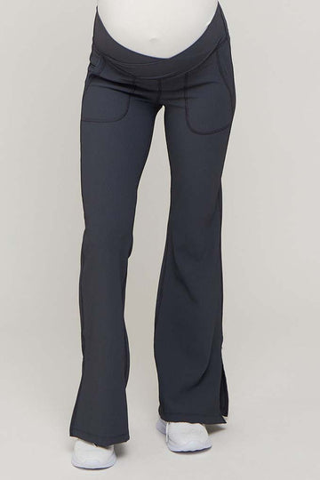Charcoal  V-Waist Ribbed Bootcut Maternity Leggings