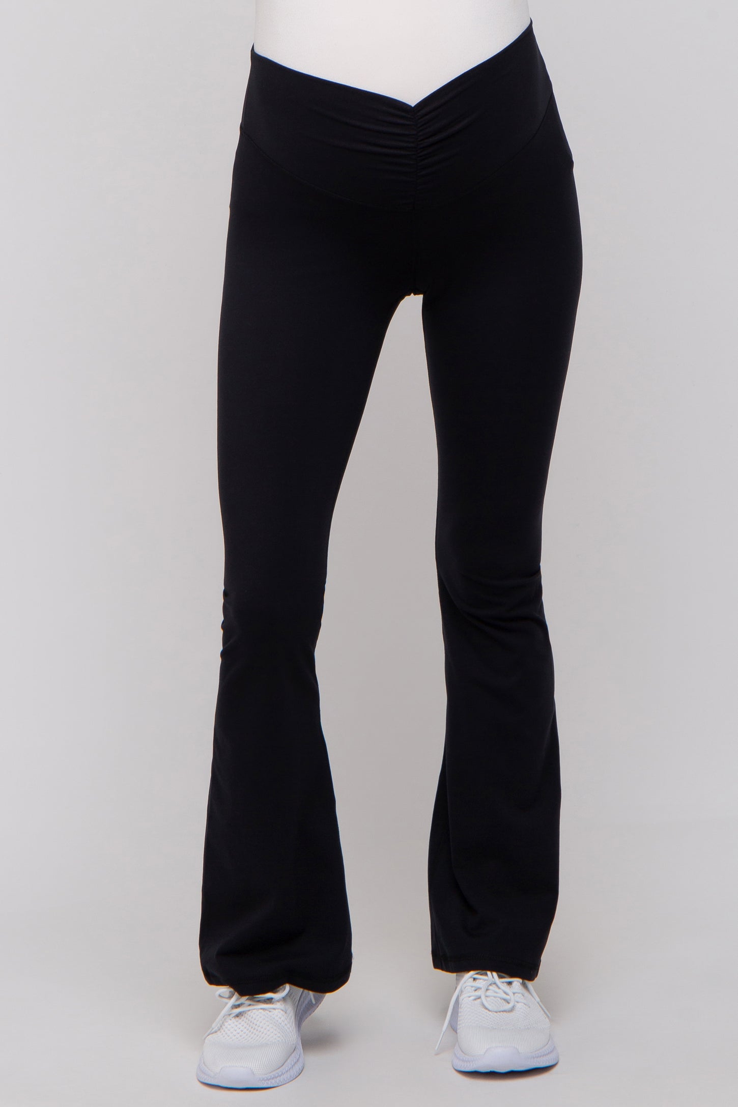 Black Front Ruched Maternity Leggings