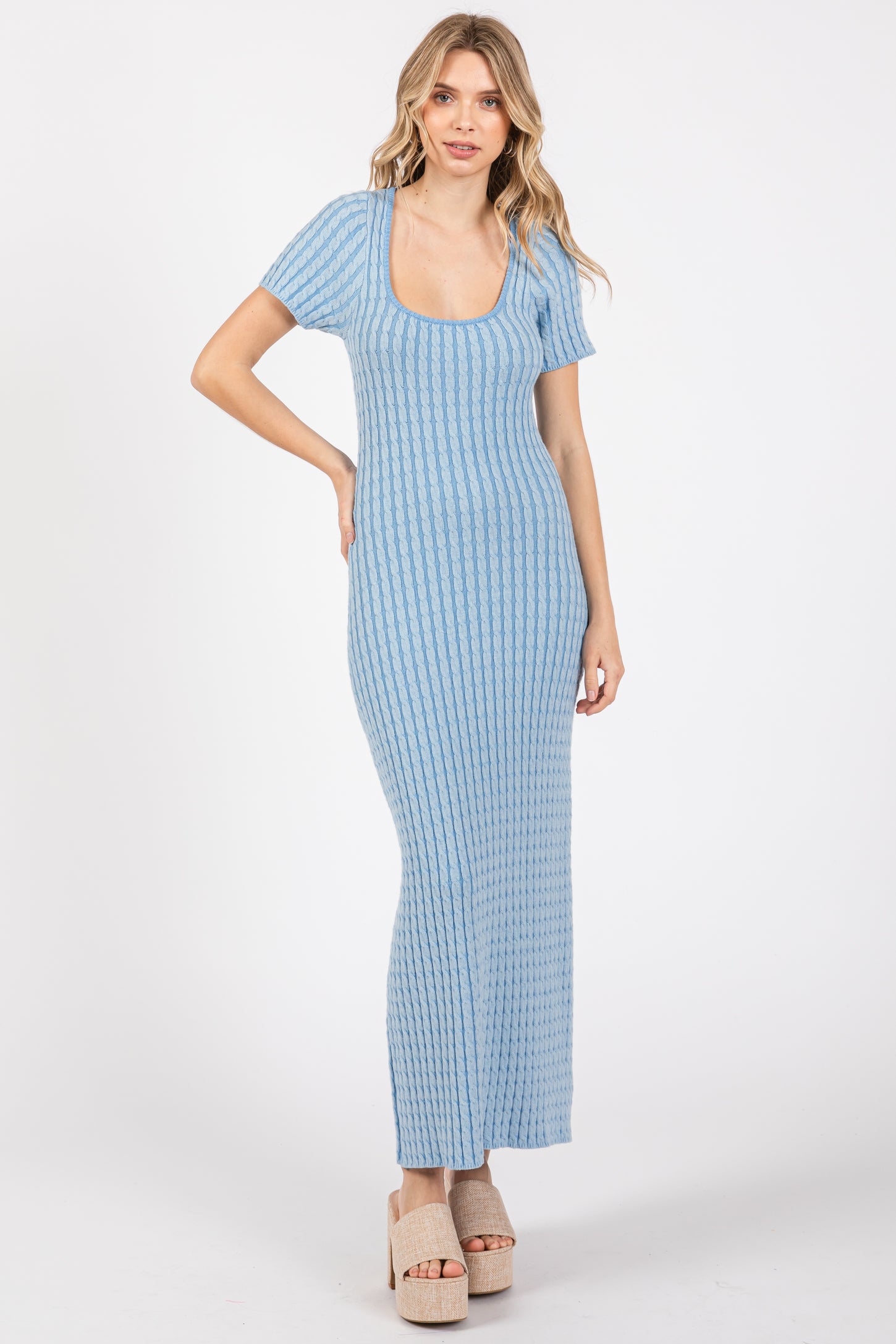 Light Blue Cable Knit Maternity Sweater Dress PinkBlush Light Blue Cable Knit Maternity Sweater Dress PinkBlush