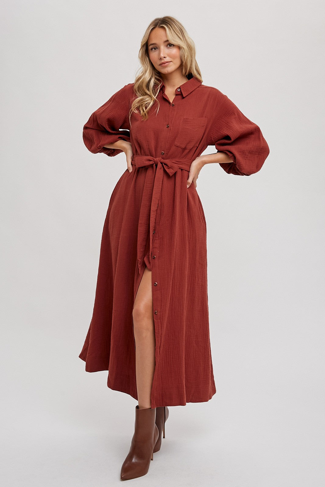 gauze wrap dress PinkBlush Rust Belted Shirt Maternity Midi Rust Large Satin Websites For Mother Colour:CHARCOAL Womens Faherty Brand Dune XS size