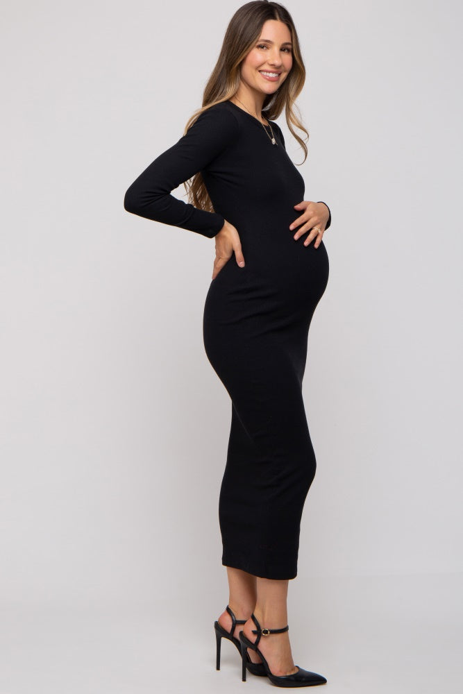 Black Maternity & Nursing Midi Dress main image 1