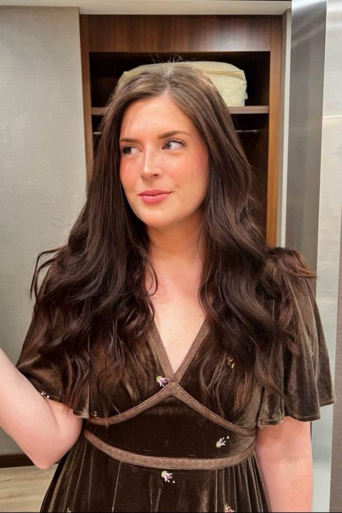 Pewter All Over Floral Embroidered Velvet Maxi Dress