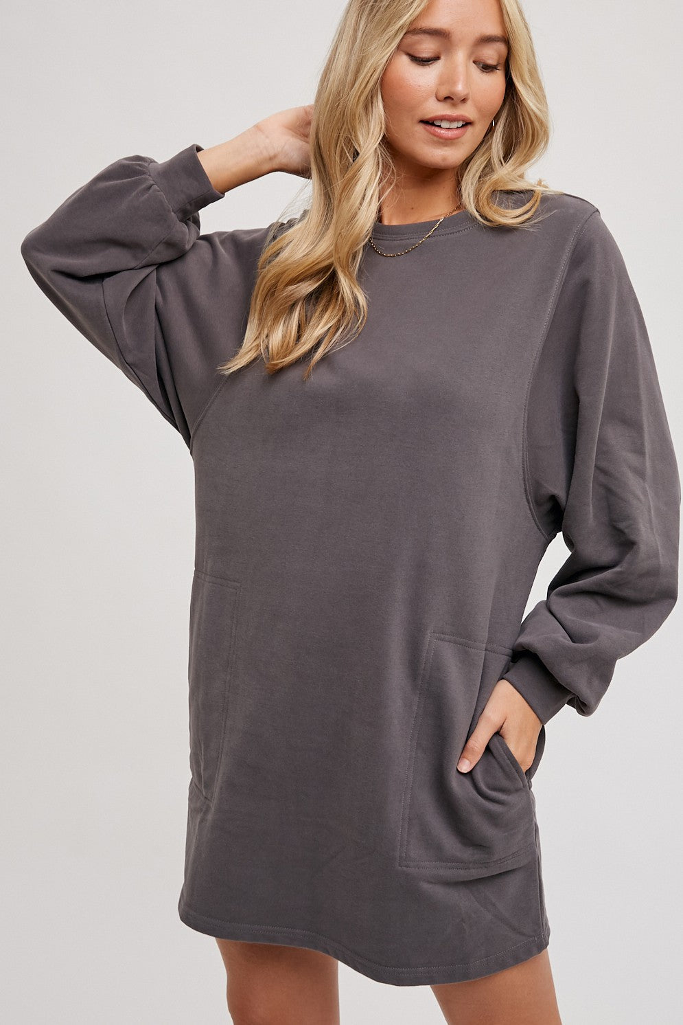 Charcoal Ultra Soft Sweatshirt Dress PinkBlush Charcoal Ultra Soft Sweatshirt Dress PinkBlush