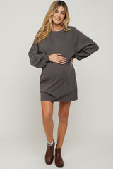 Charcoal Ultra Soft Maternity Sweatshirt Dress