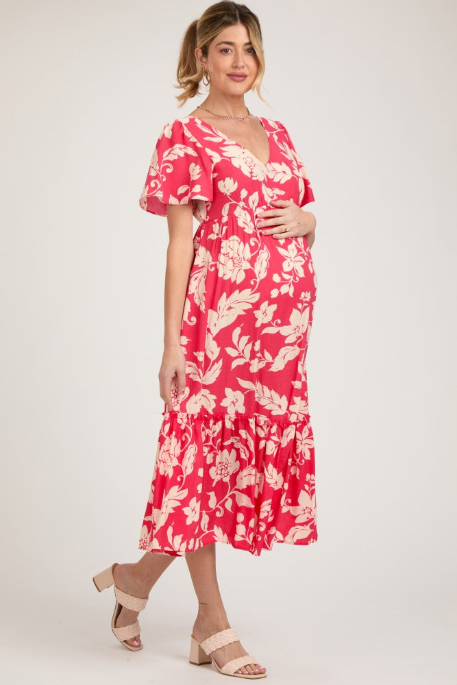 Red Tropical Print Ruffle Maternity Midi Dress Small - Pinkblush - Casual Chic Boutique Red Tropical Print Ruffle Maternity Midi Dress Small - Pinkblush - Casual Chic Boutique