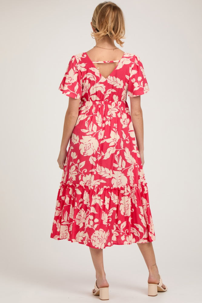 Red Tropical Print Ruffle Maternity Midi Dress Small - Pinkblush - Casual Chic Boutique Red Tropical Print Ruffle Maternity Midi Dress Small - Pinkblush - Casual Chic Boutique