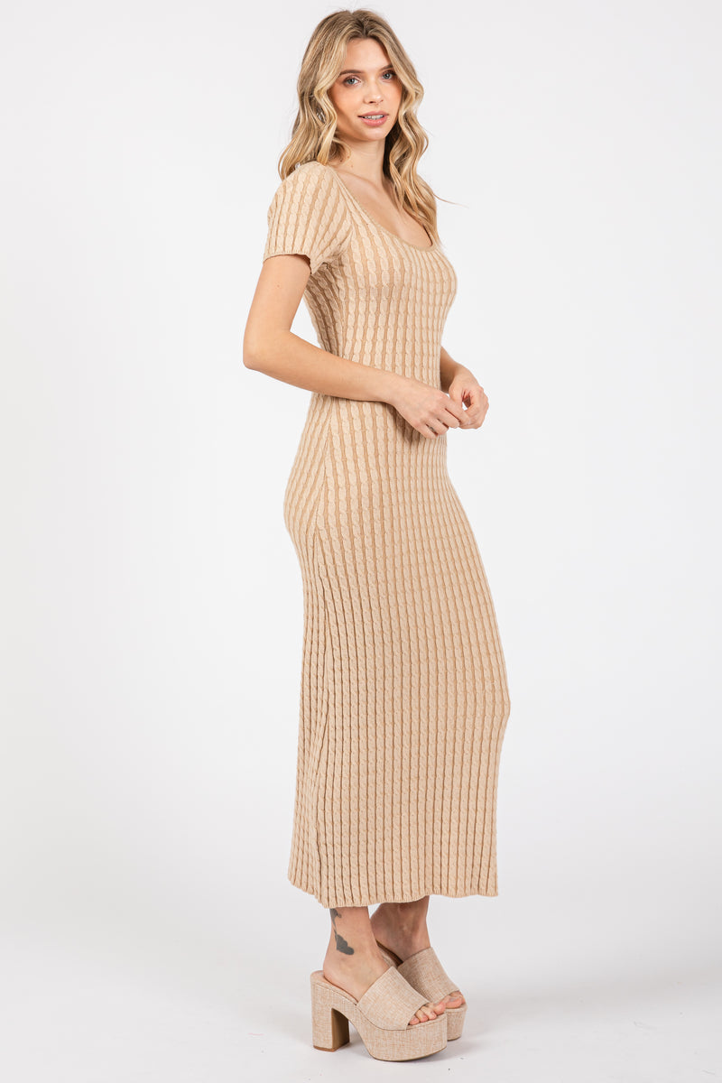 Beige Cable Knit Sweater Dress Beige Cable Knit Sweater Dress