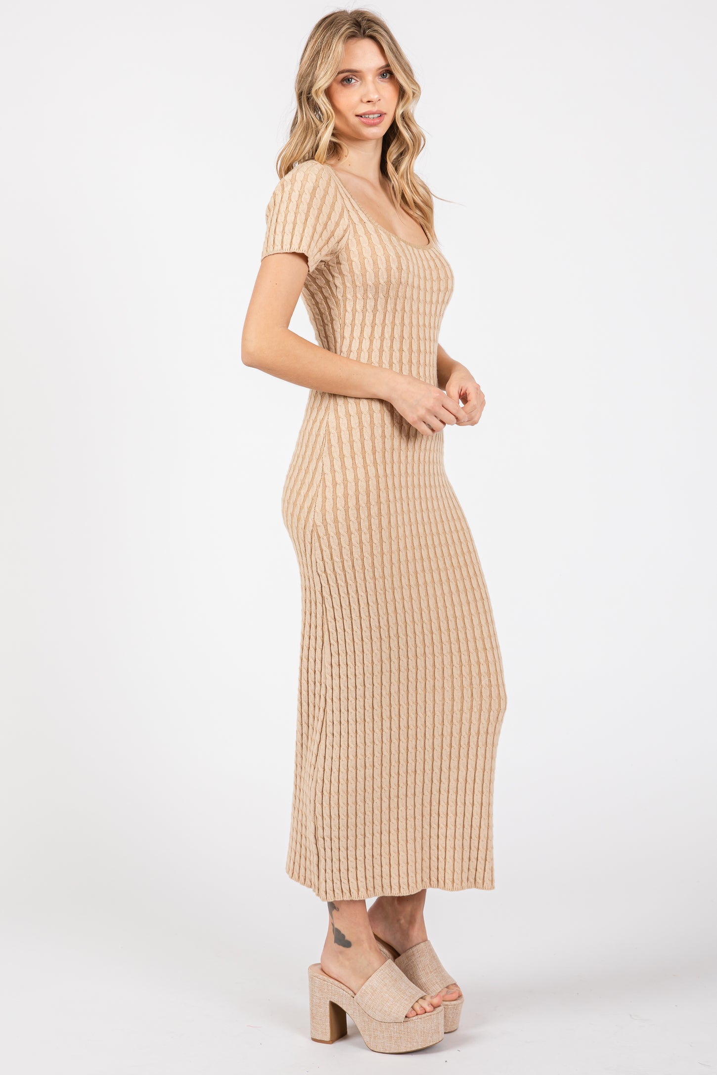 beige sweater dress Beige Cable Knit Sweater Dress – PinkBlush