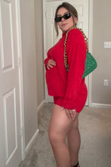 Red Sweater Short Maternity Set