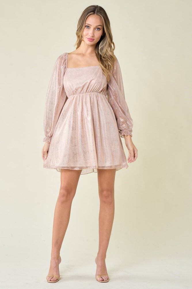 Blush Square Neck Holiday Dress
