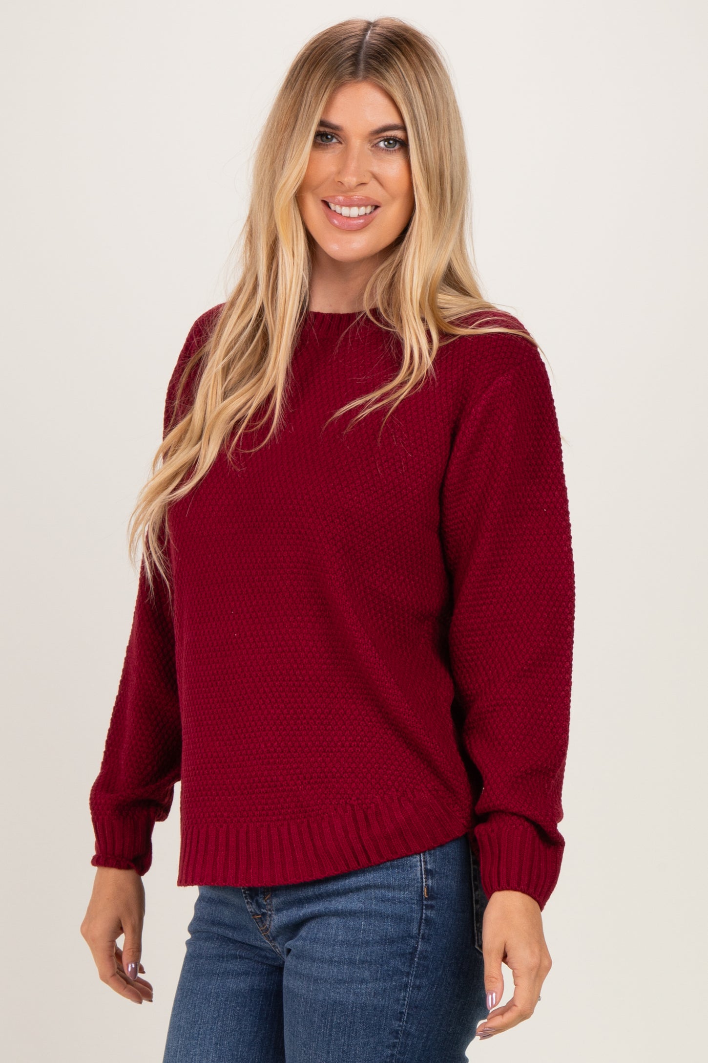 Burgundy Knit Pullover Sweater