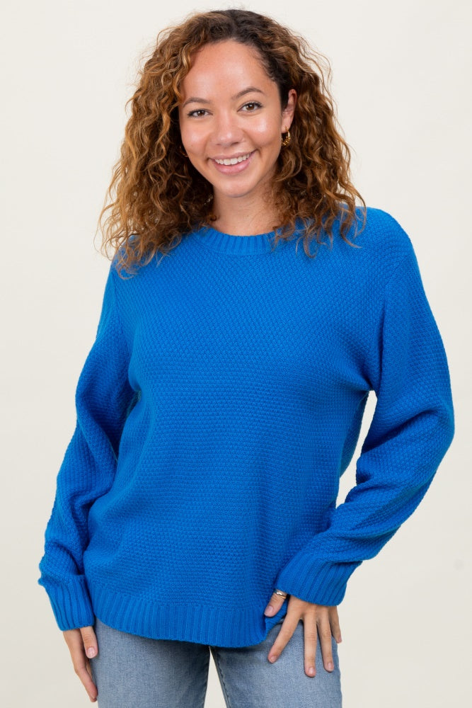 Blue Knit Pullover Sweater