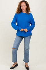 Blue Knit Pullover Sweater