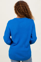 Blue Knit Pullover Sweater