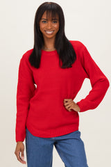 Red Knit Pullover Maternity Sweater