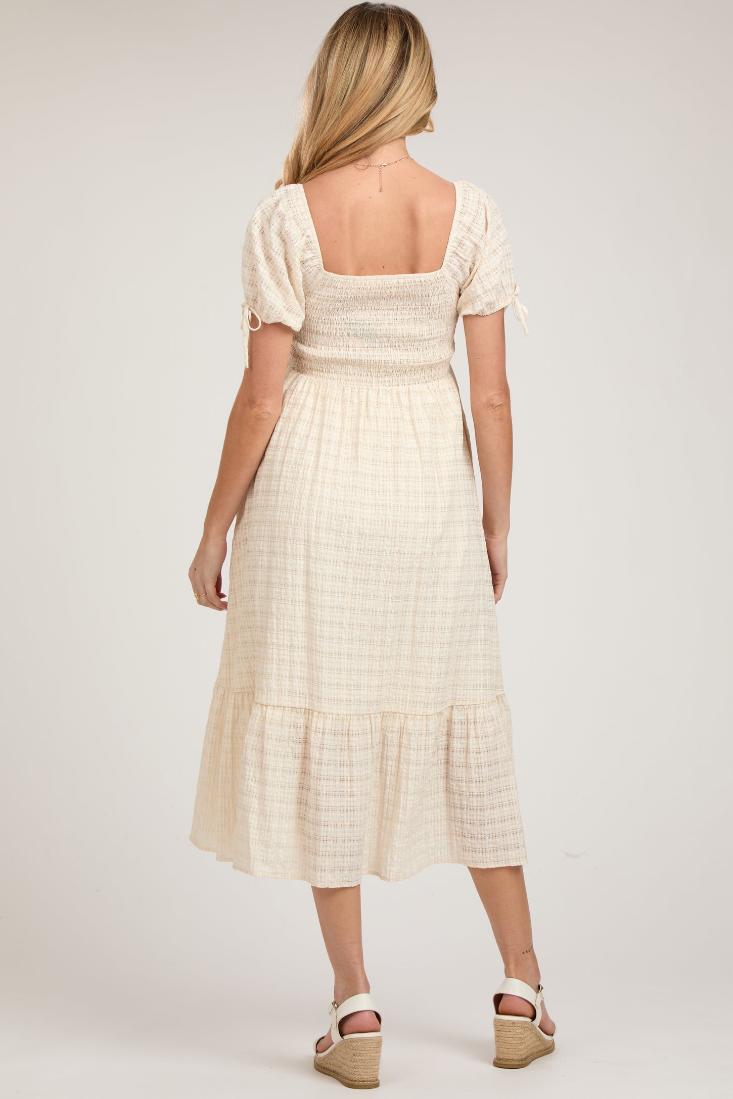 coco blanc cream collar plaid dress white christmas dresses Coco Blanc Cream Collar Plaid Dress 14Y