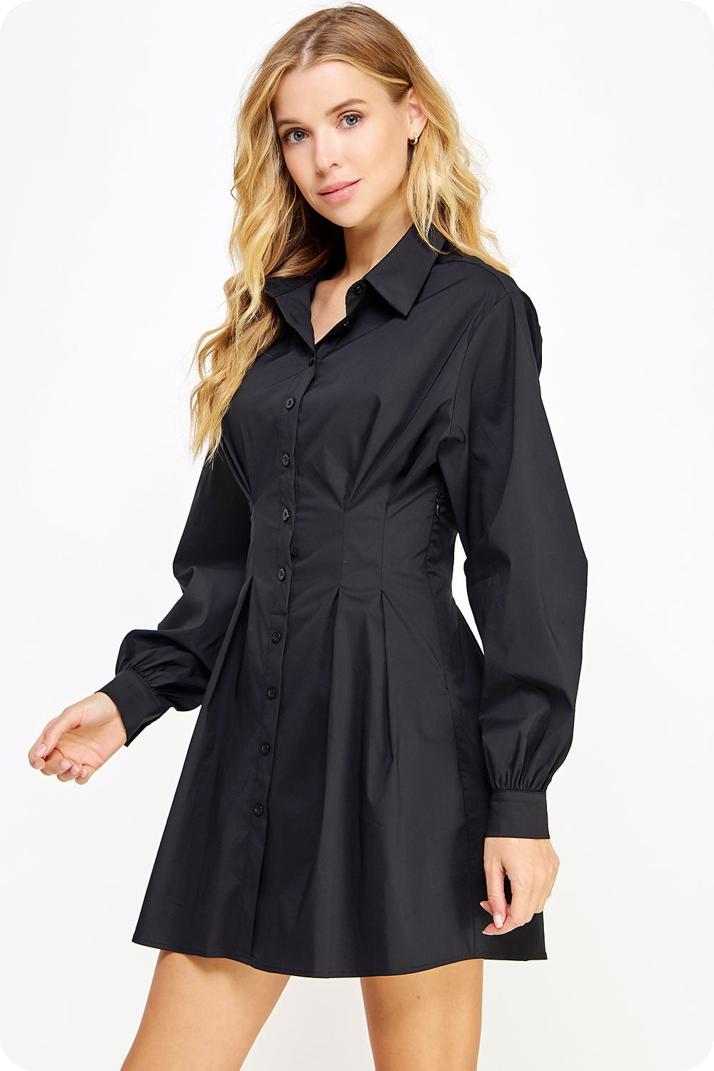 Black Poplin Corset Shirt Mini Dress PinkBlush Black Poplin Corset Shirt Mini Dress PinkBlush